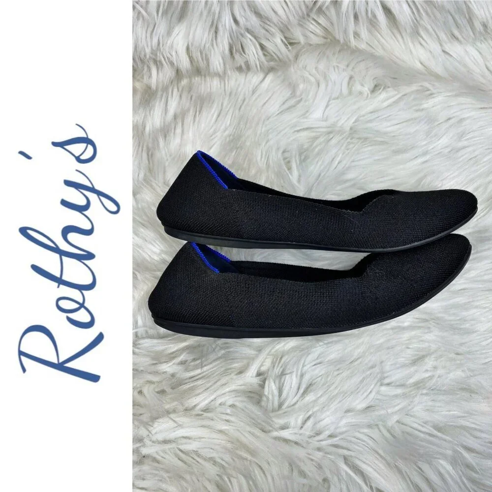 ROTHY’S THE FLAT BLACK ROUND TOE SLIP ON‎ LOAFER FLAT, SIZE 10